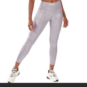 Fabletics silver metallic high waist printed powerhold leggings